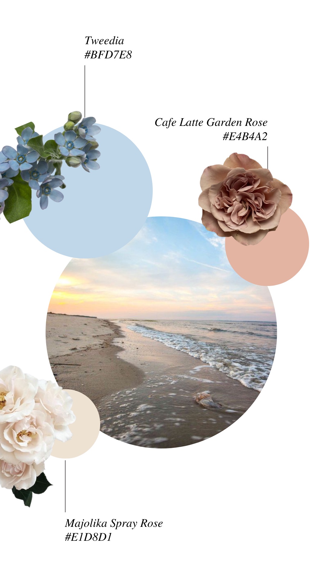 Hilton Head wedding color palette with pinks and blues