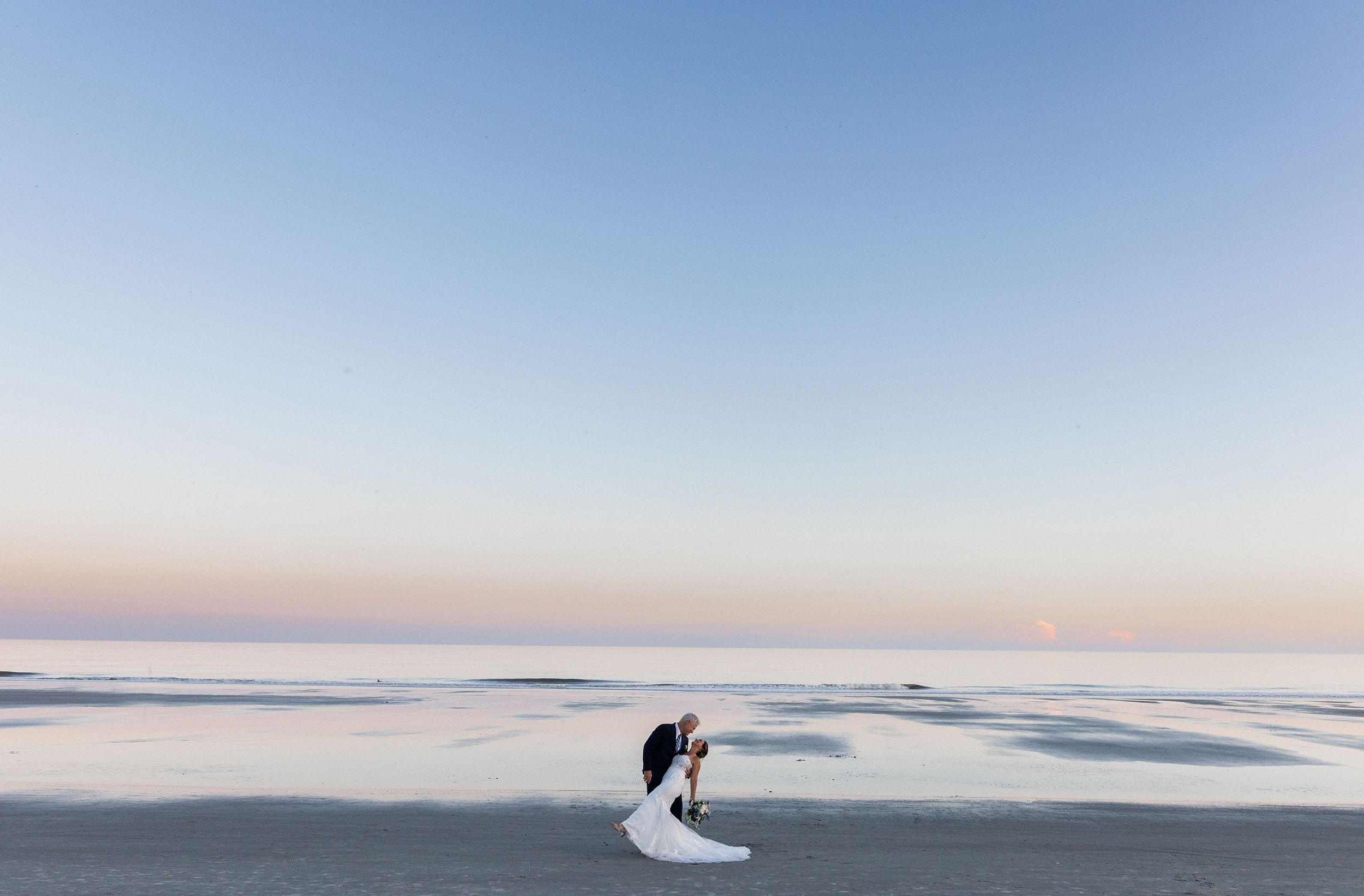 Hilton head beach bride and groom